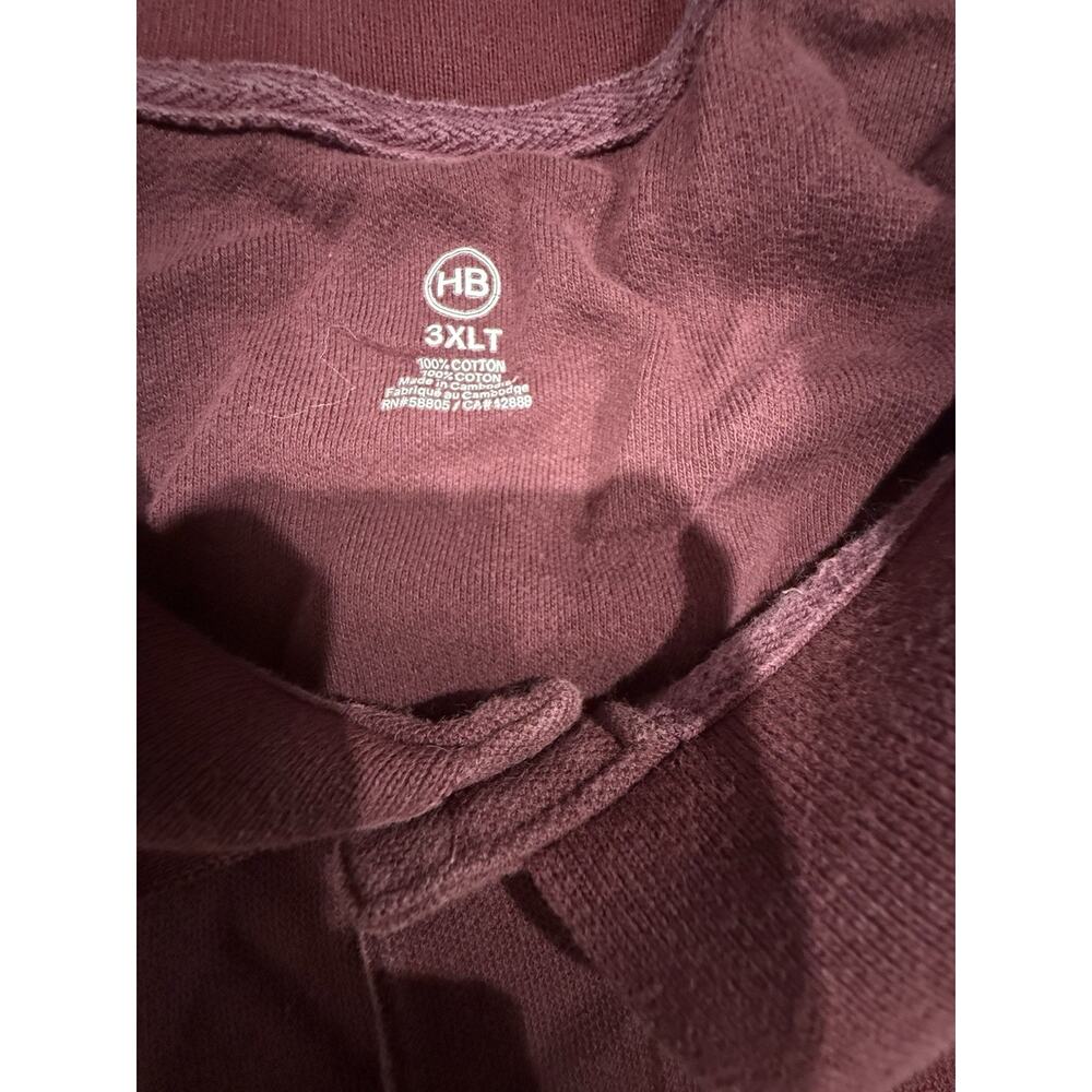 HB Polo Shirt Mens 3XLT Burgundy Short Sleeve Cotton Big Tall Casual Classic - Picture 4 of 4